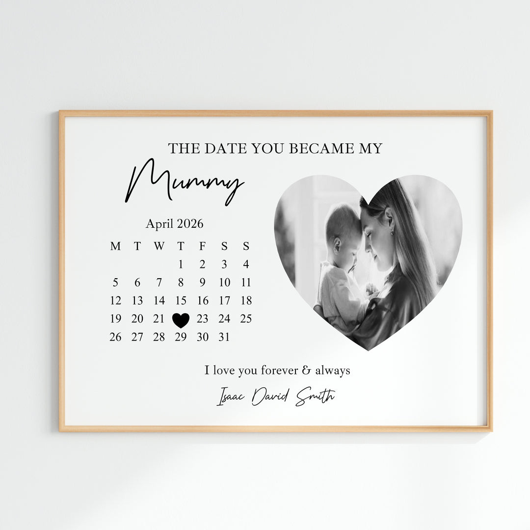 Personalised The Date You Became My Mummy Mother's Day Poster