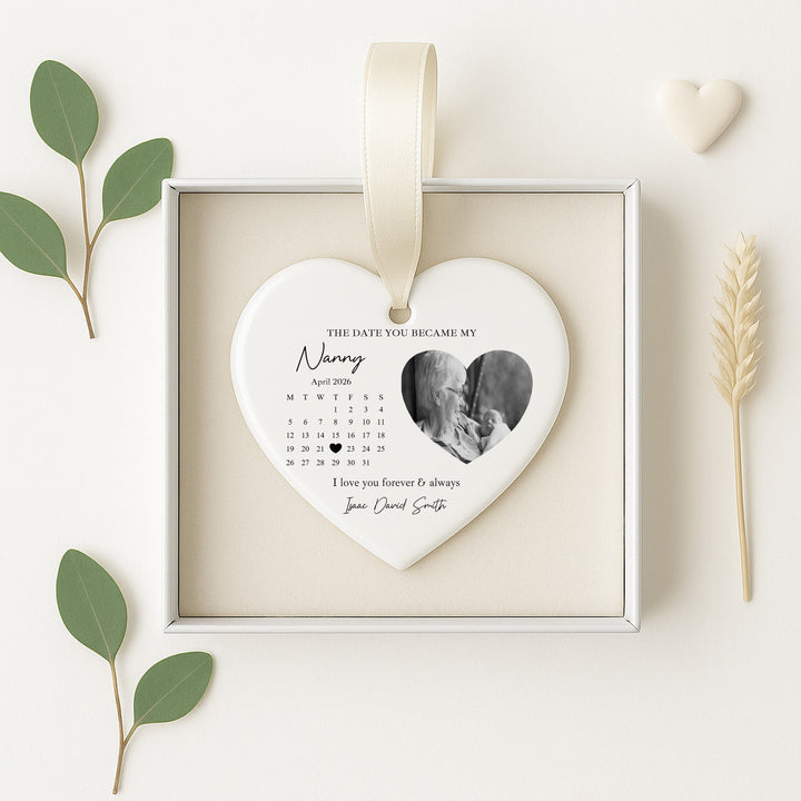 Personalised The Date You Became My Nanny Scan Ceramic Ornament