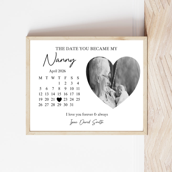 Personalised The Date You Became My Nanny Mother's Day Poster
