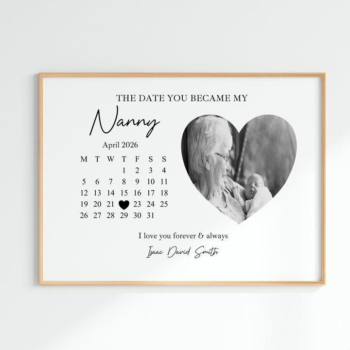Personalised The Date You Became My Nanny Mother's Day Poster