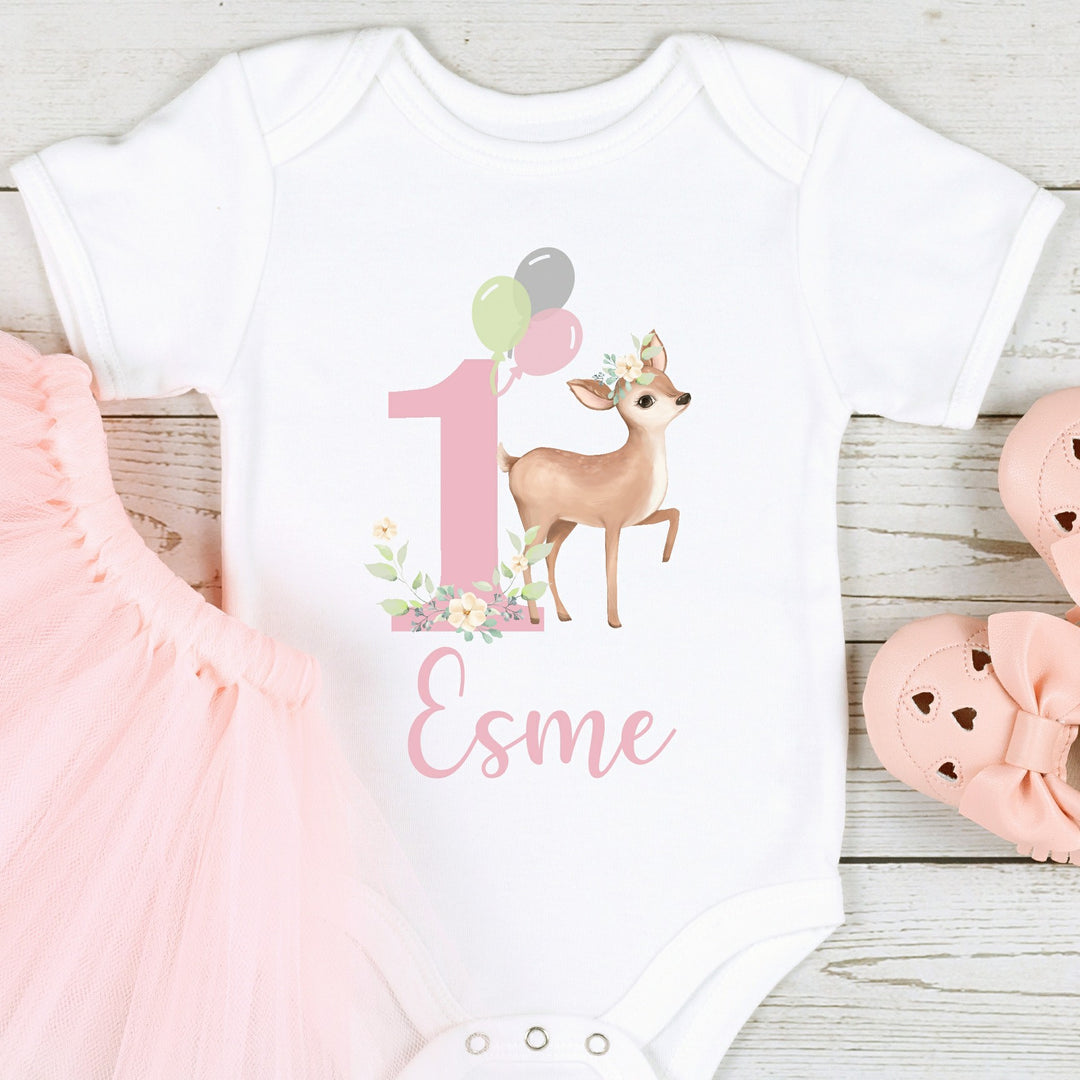 Personalised Deer Balloons Birthday Vest/T-shirt