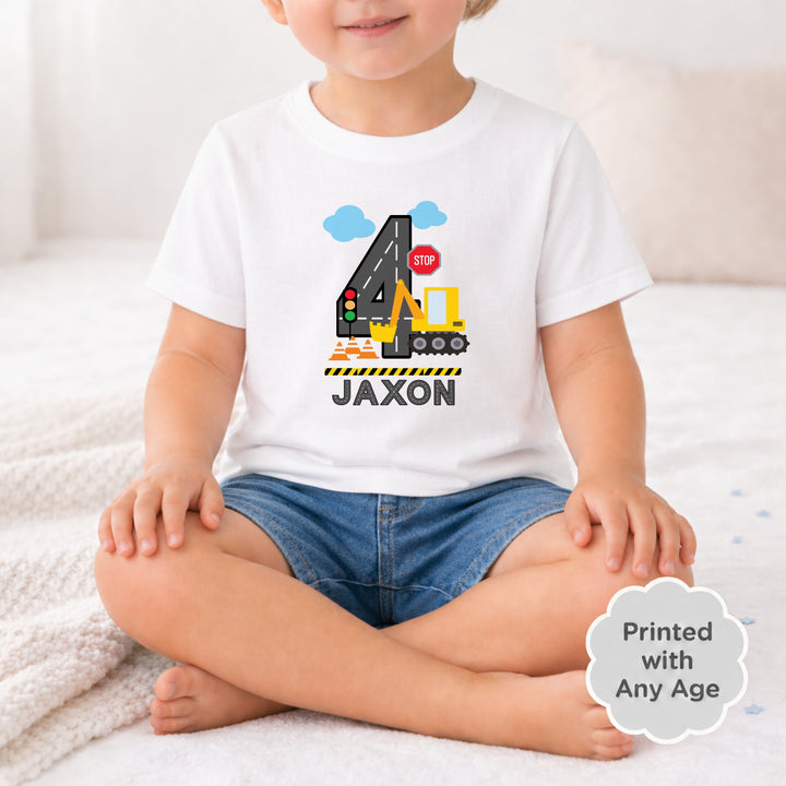 Personalised Digger Construction Any Age Birthday T-shirt