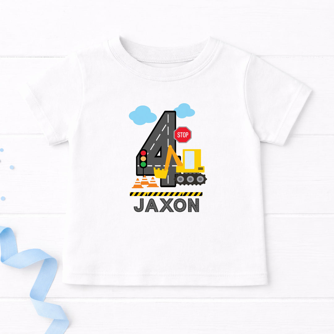 Personalised Digger Construction Any Age Birthday T-shirt