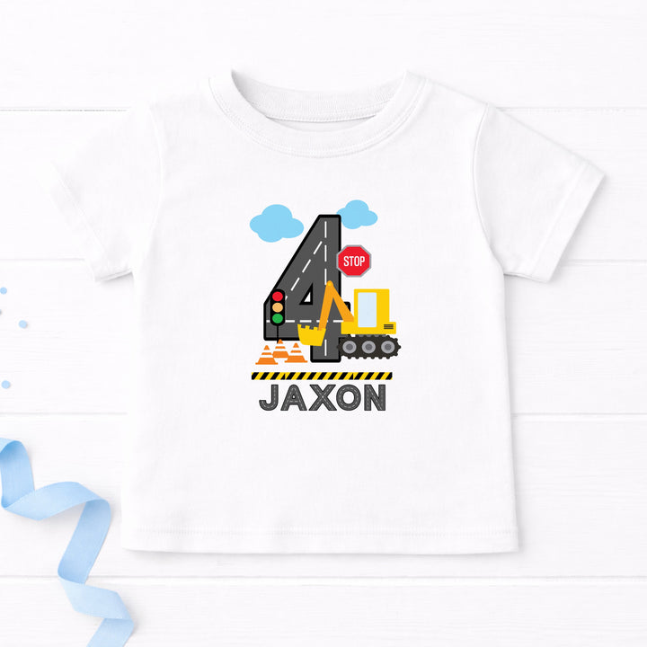Personalised Digger Construction Any Age Birthday T-shirt