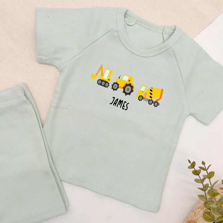 Personalised Little Digger Ribbed Shorts Set