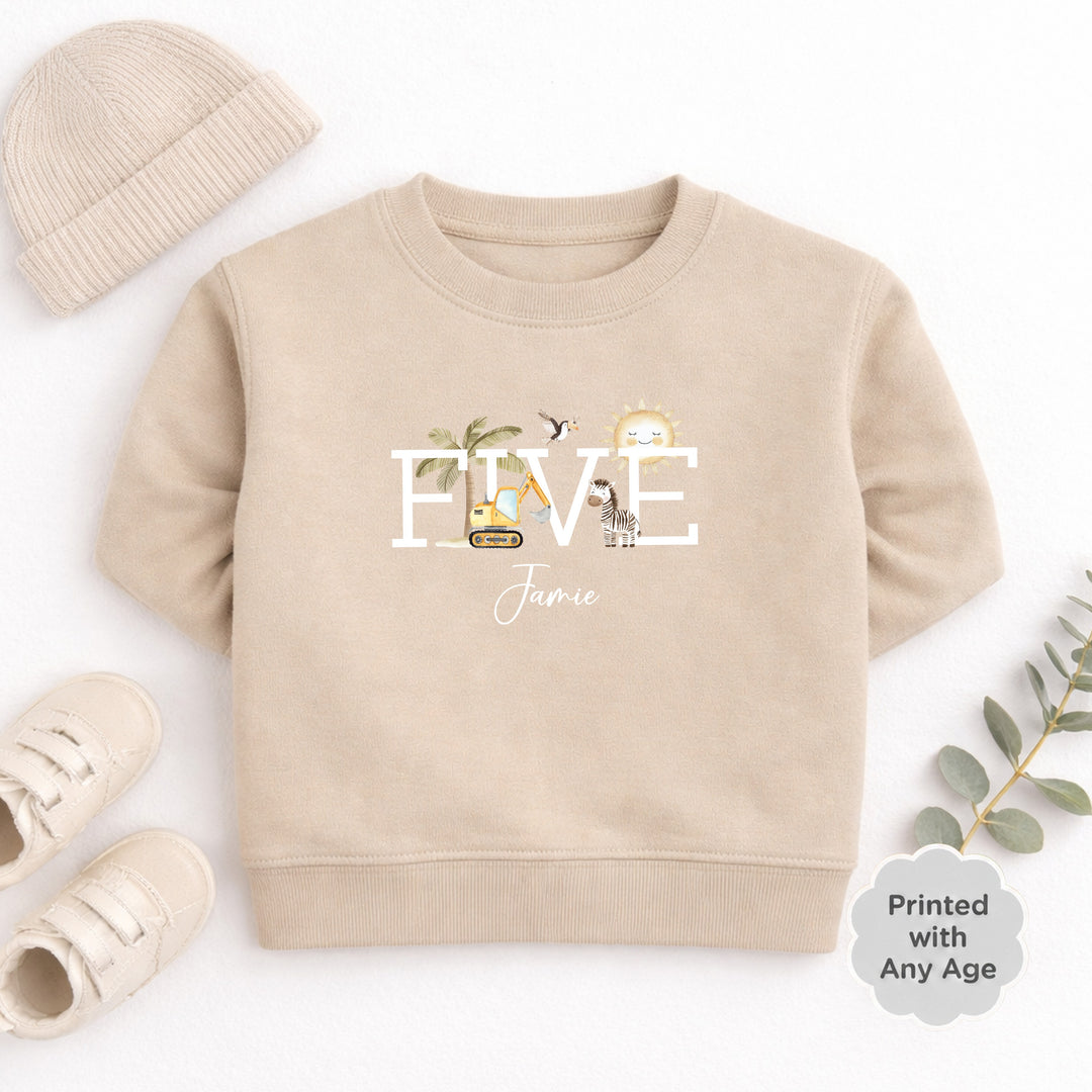 Personalised Digger Any Age Birthday Jumper