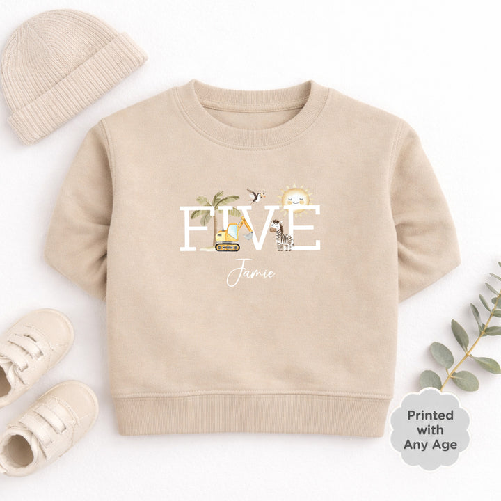 Personalised Digger Any Age Birthday Jumper