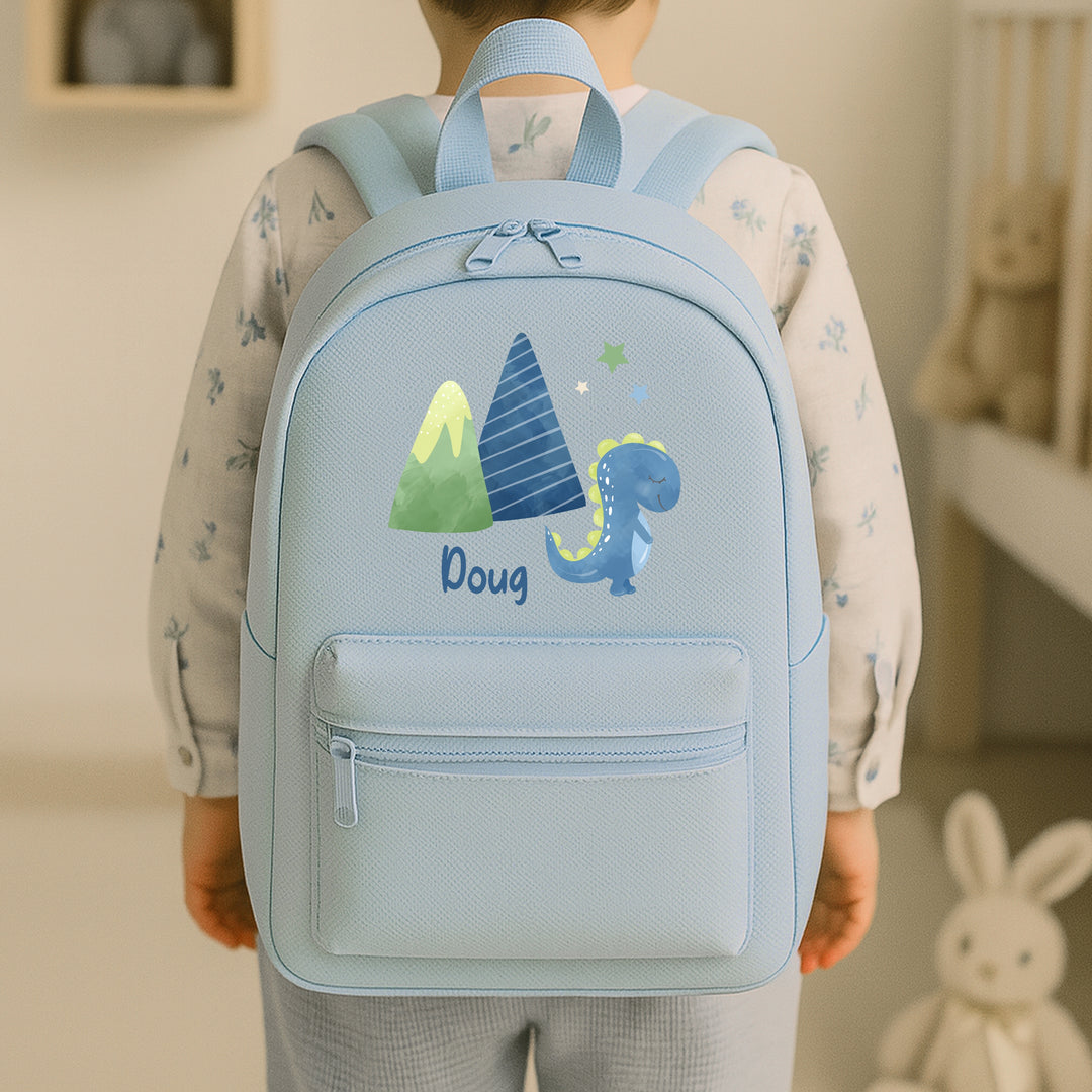 Personalised Boys Dinosaur Blue Backpack