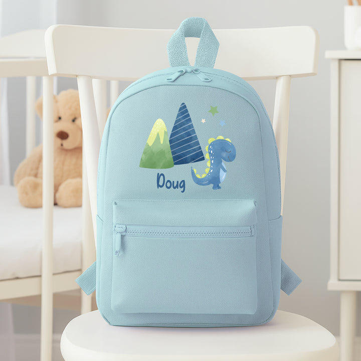 Personalised Boys Dinosaur Blue Backpack