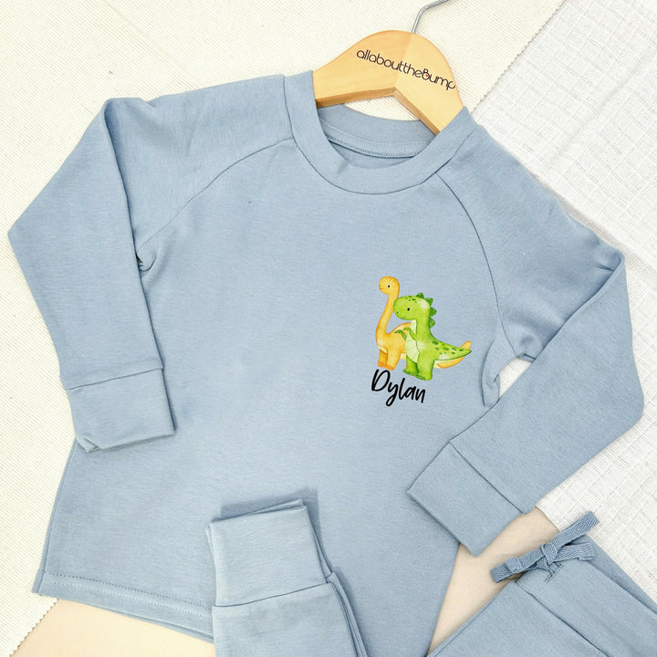 Dinosaur Lightweight Cotton Tracksuit | Peach Blue Brown Sand