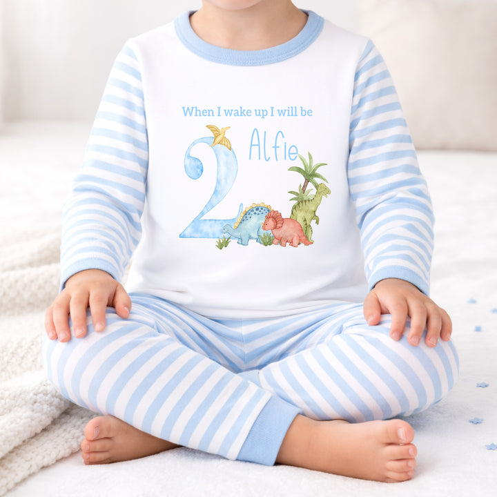 Personalised Blue Dinosaur When I Wake Up I&
