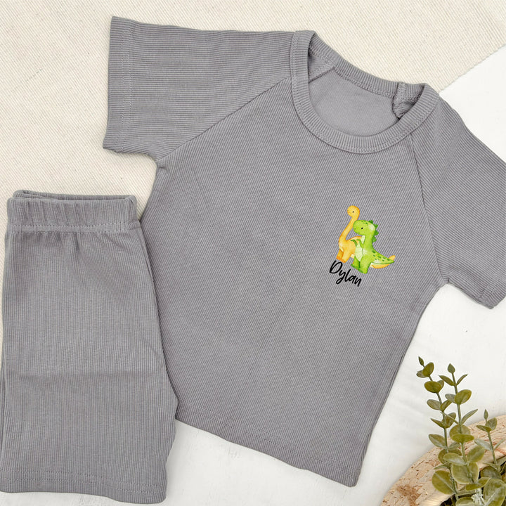 Personalised Dinosaur Ribbed Shorts Set