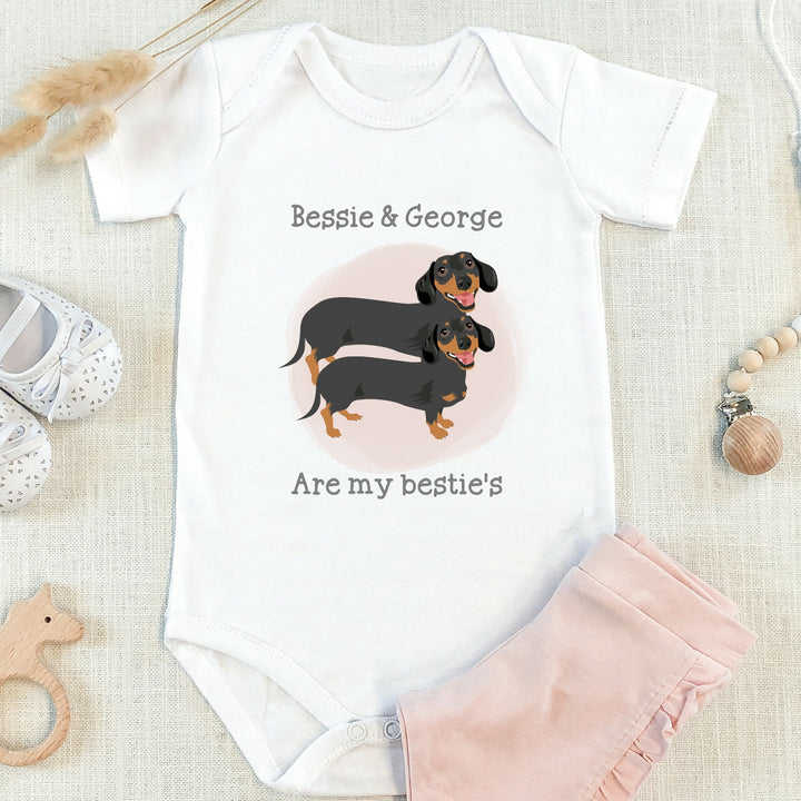 Personalised Dog Is My Bestie Pink Babygrow/Vest