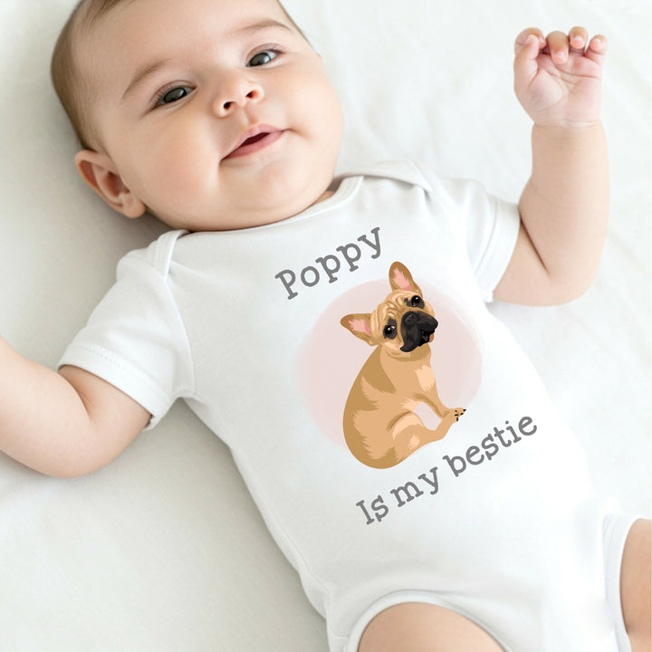Personalised Pink Dog Is My Besties Babygrow/Vest