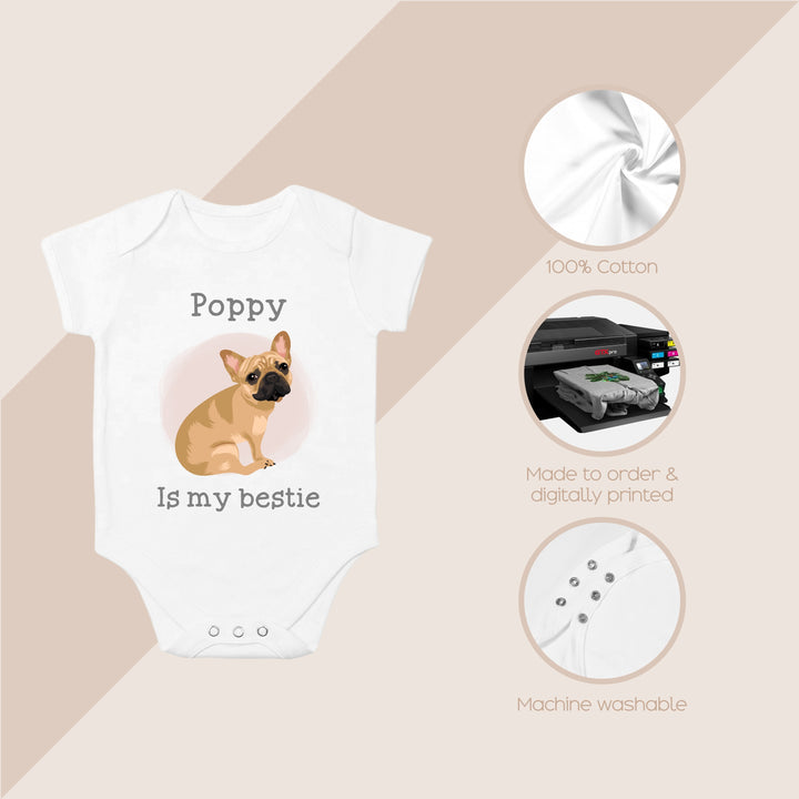 Personalised Pink Dog Is My Besties Babygrow/Vest