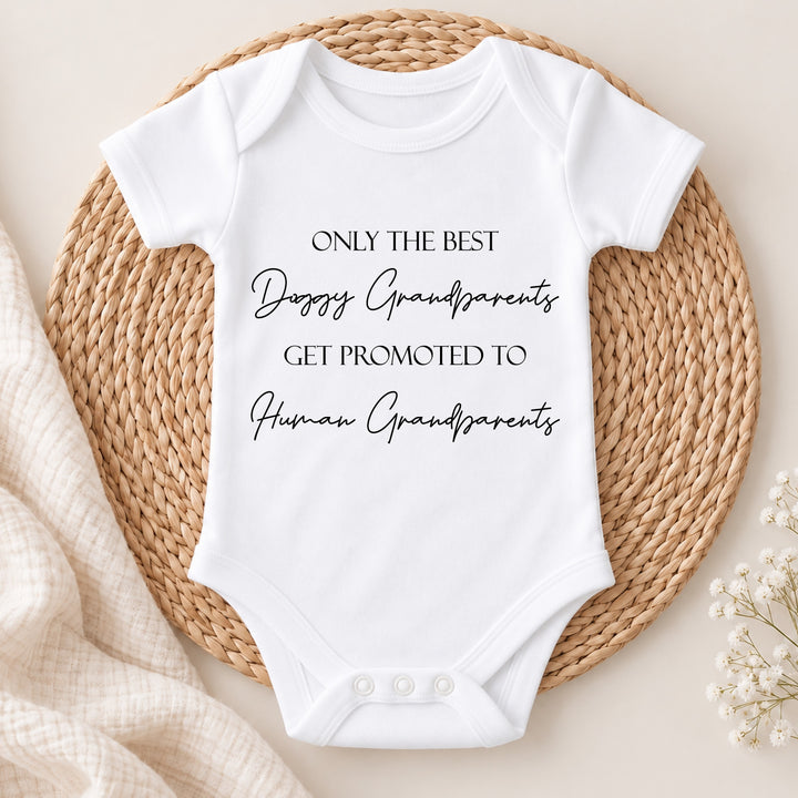Only The Best Doggy Grandparents To Human Grandparents Baby Announcement Vest