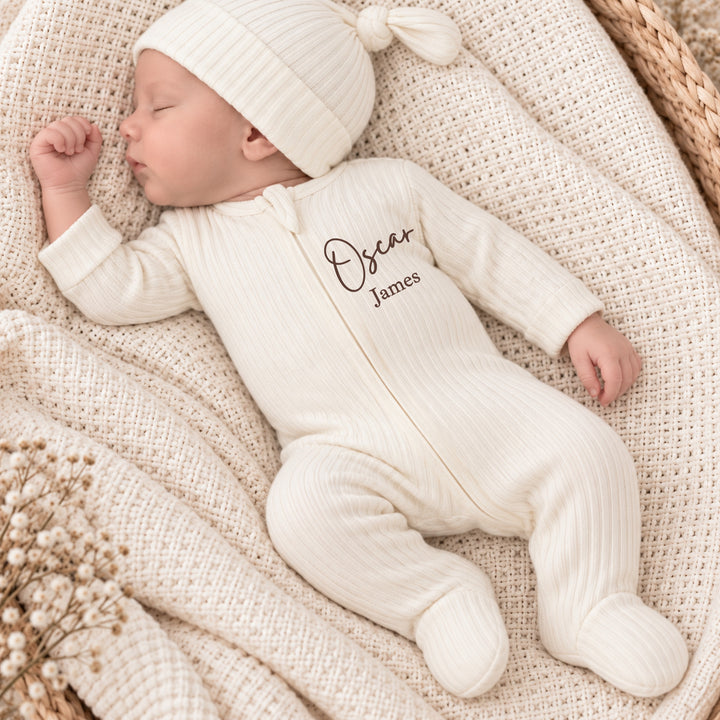 Personalised Double Name Ribbed Coming Home Outfits