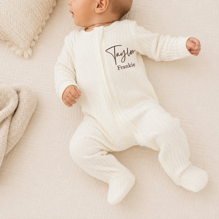 Personalised Double Name Ribbed Coming Home Outfits