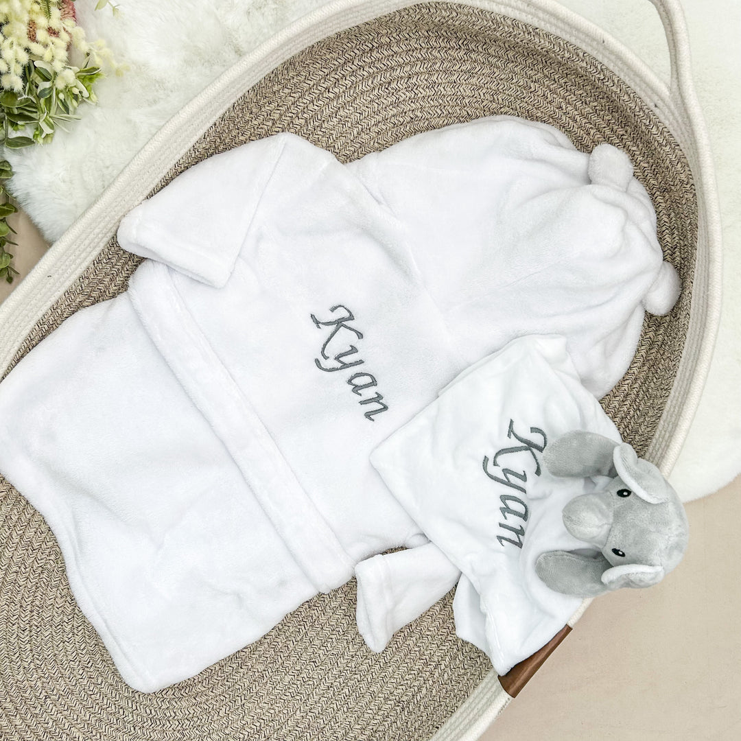 Personalised Embroidered Toddler Dressing Gown With Optional Comforter