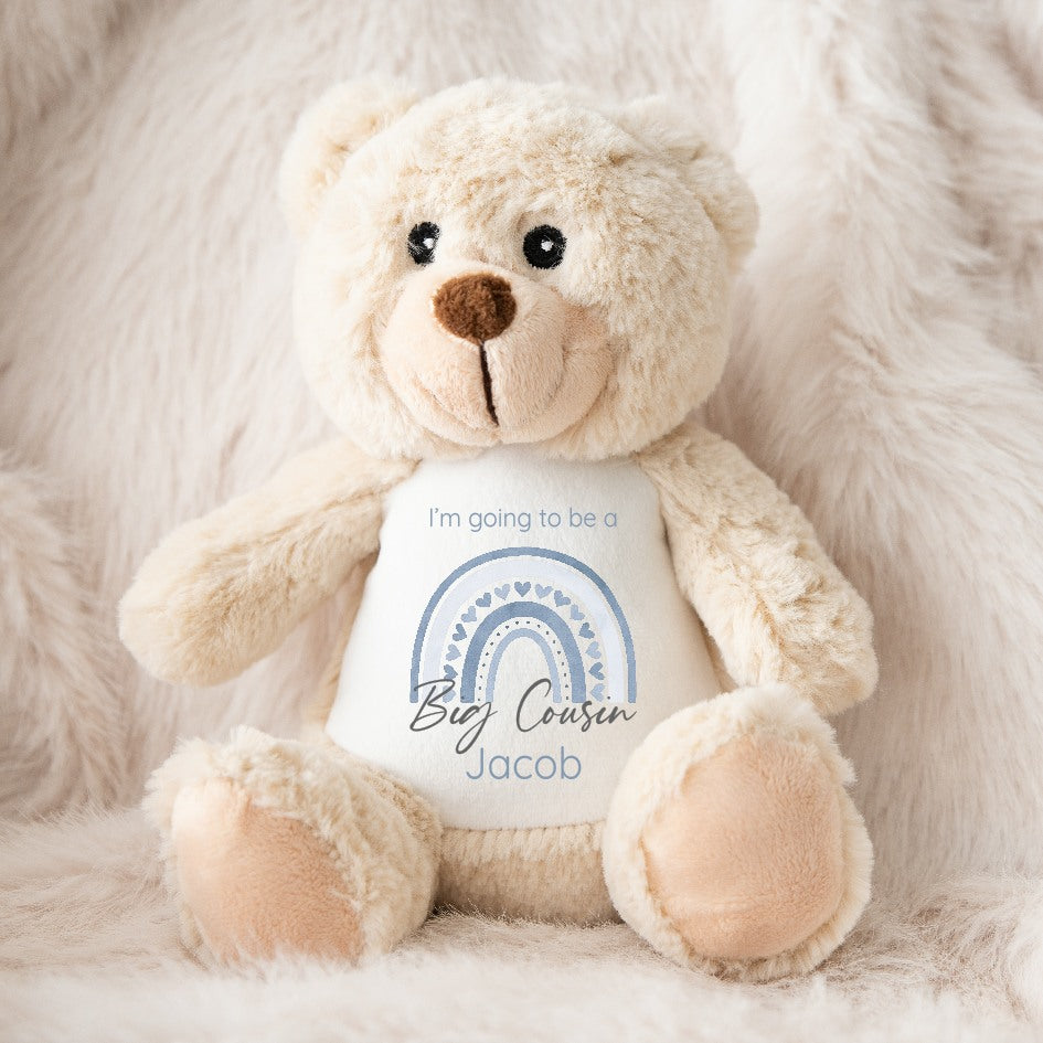 Personalised Dusky Blue Rainbow Big Cosuin Teddy