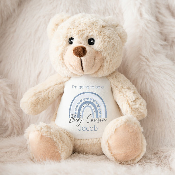 Personalised Dusky Blue Rainbow Big Cosuin Teddy