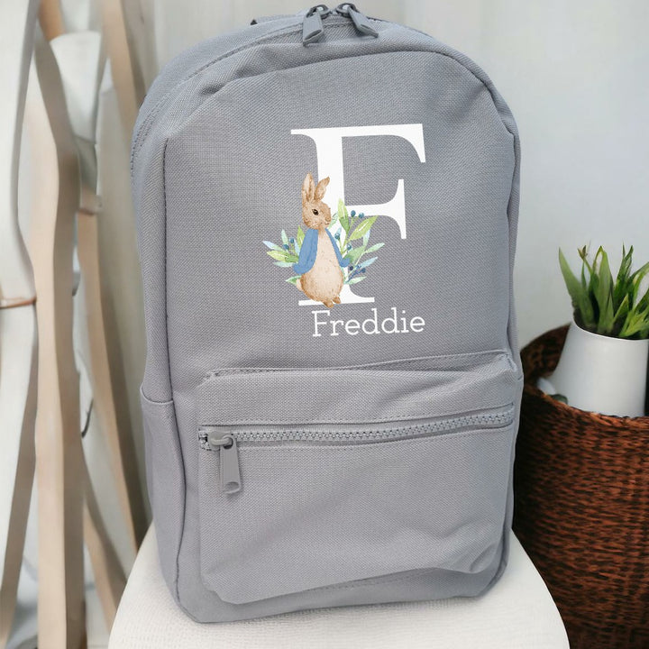 Personalised Blue Rabbit Initial Backpack