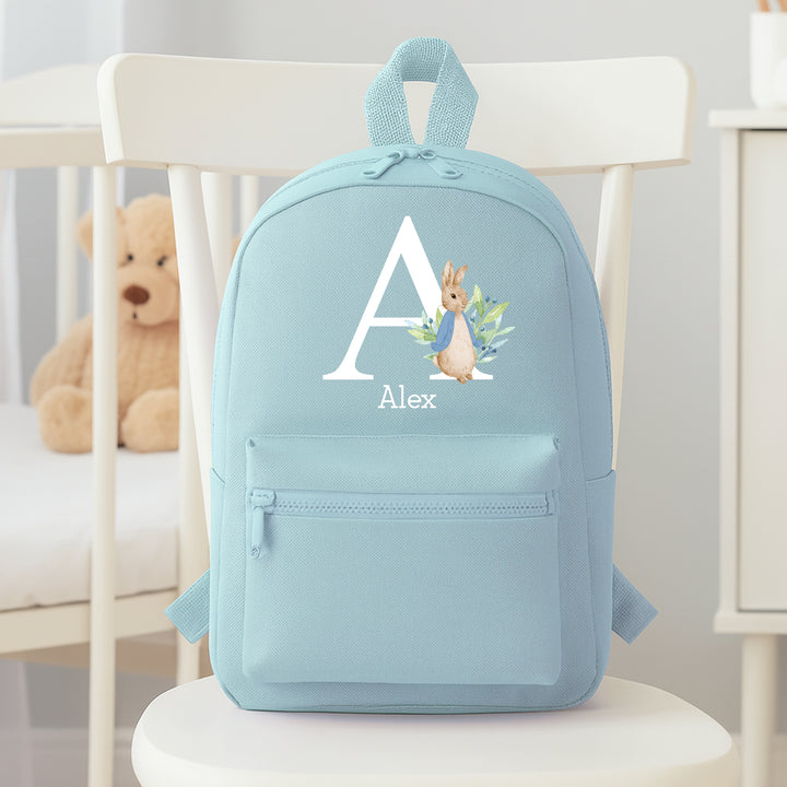 Personalised Blue Rabbit Initial Backpack