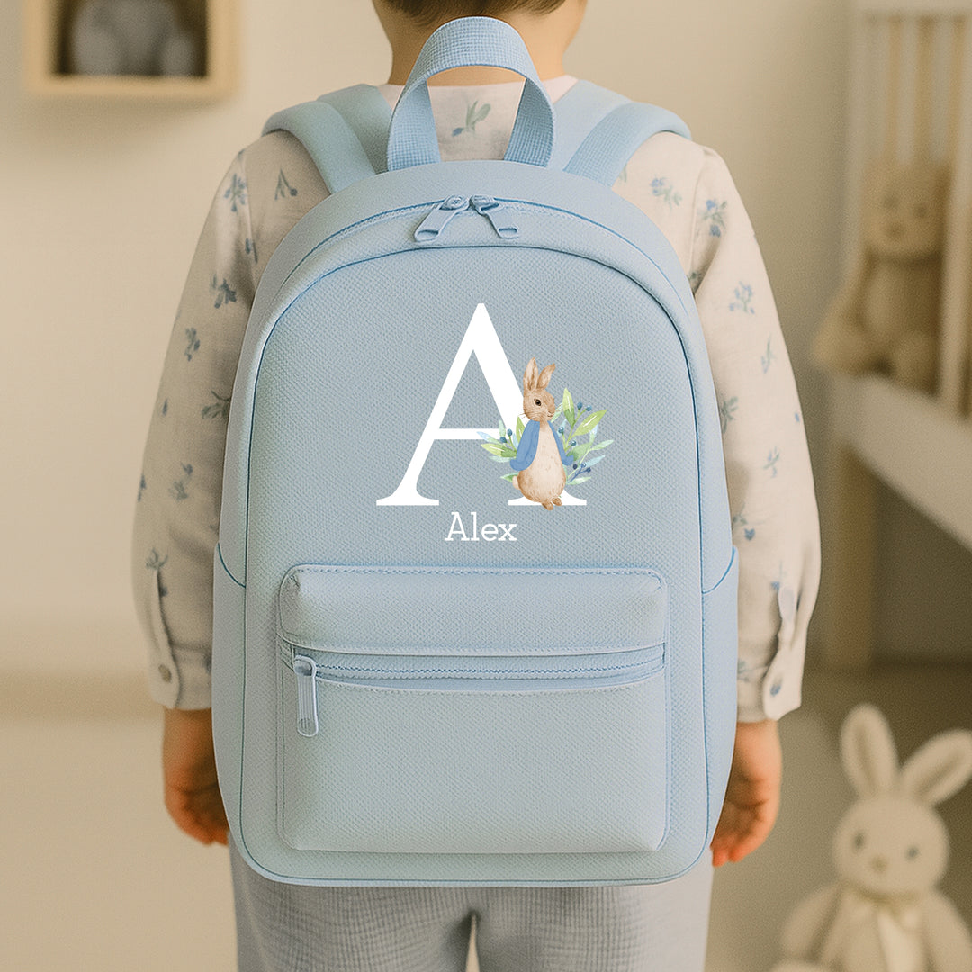 Personalised Blue Rabbit Initial Backpack