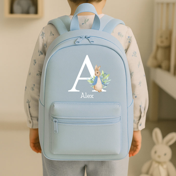 Personalised Blue Rabbit Initial Backpack