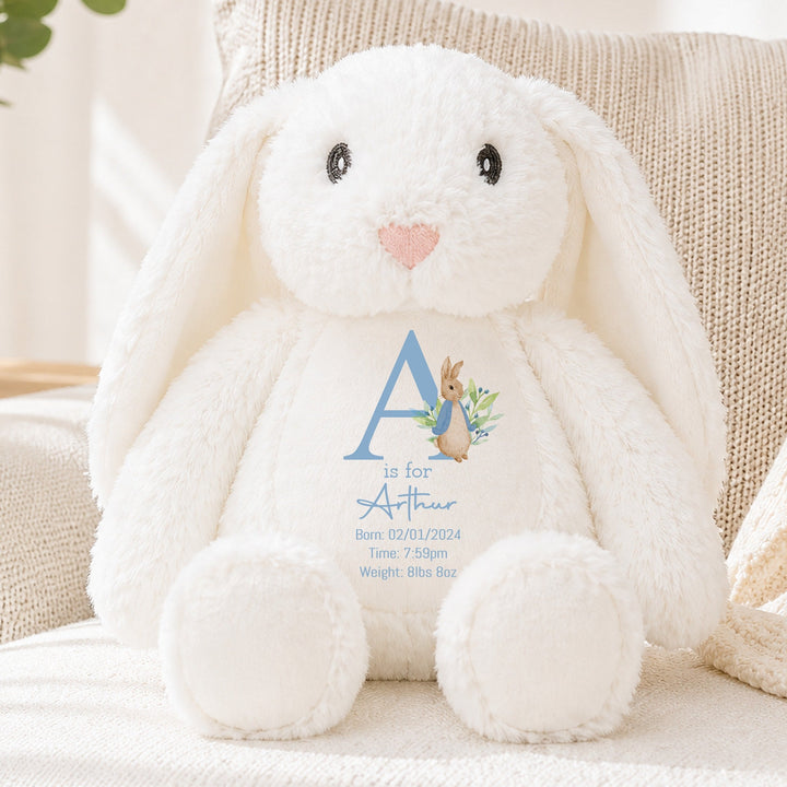 Personalised Blue Bunny Birth Announcement Rabbit