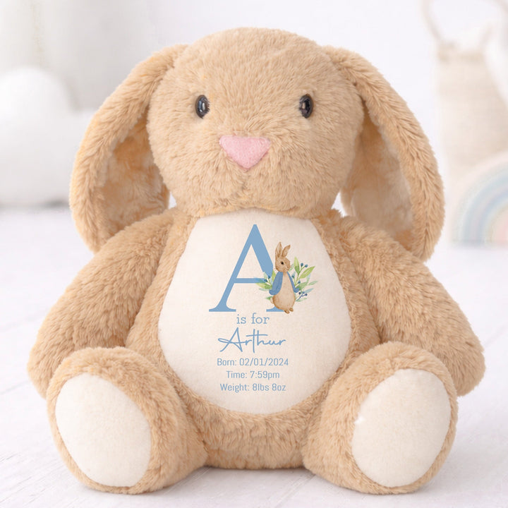 Personalised Blue Bunny Birth Announcement Rabbit