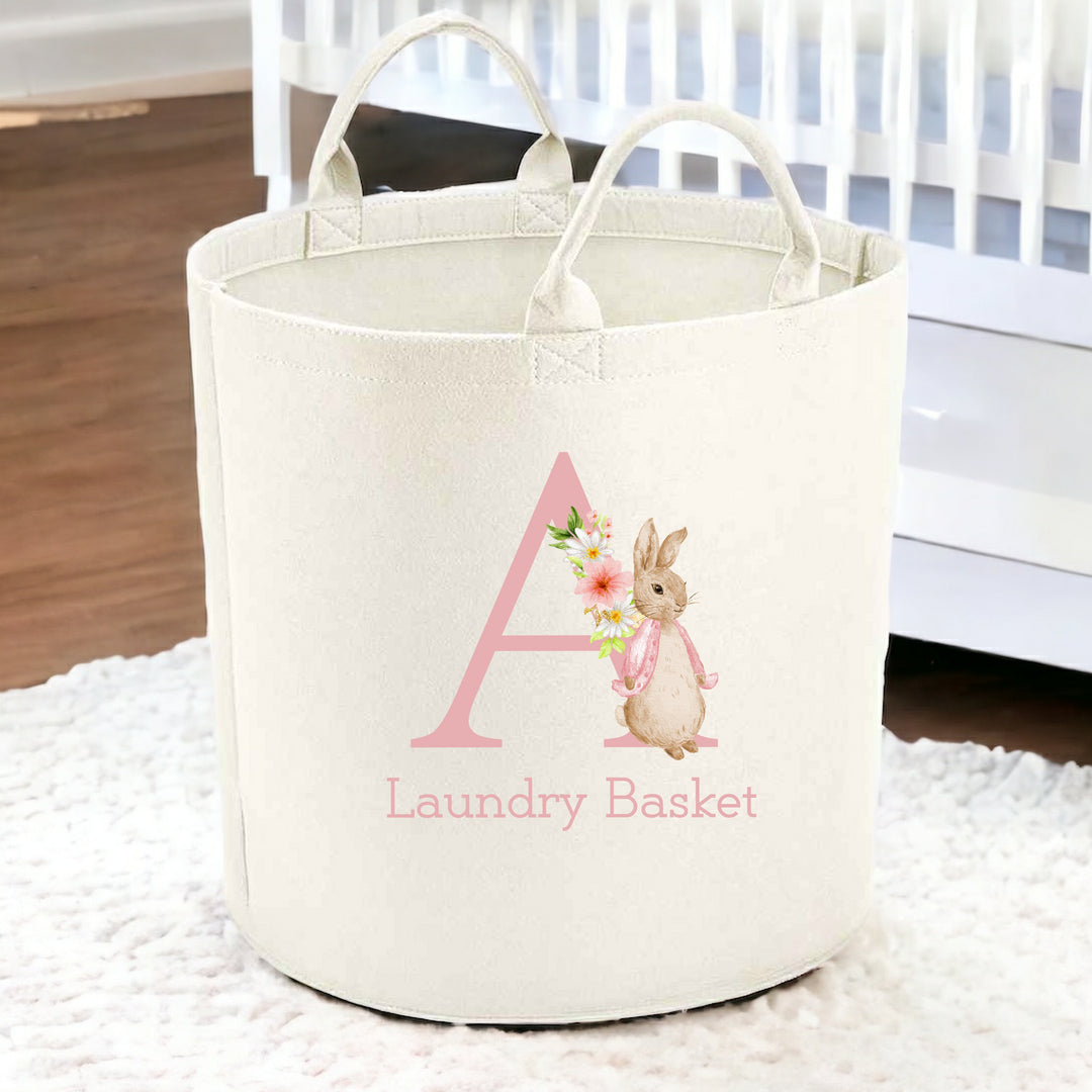 Personalised Dusky Pink Rabbit Toy Tub