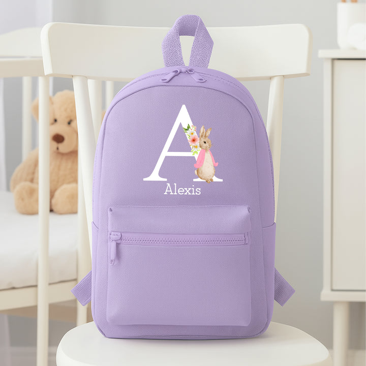 Personalised Pink Rabbit Initial Backpack