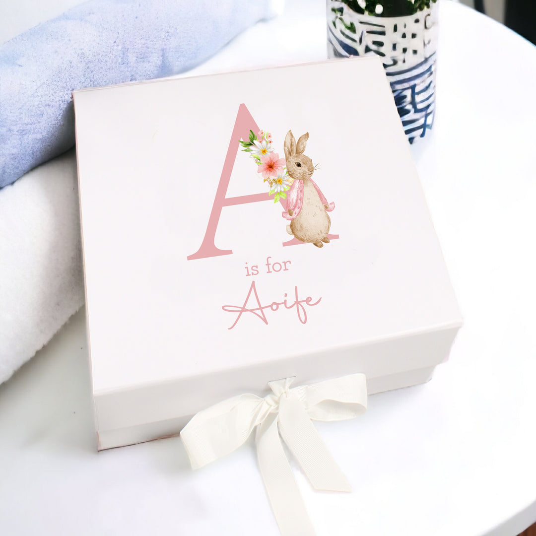 Personalised Dusky Pink Rabbit Hamper Clothing Gift Set