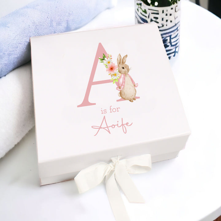 Personalised Dusky Pink Rabbit Hamper Clothing Gift Set