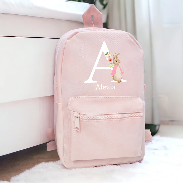 Personalised Pink Rabbit Initial Backpack