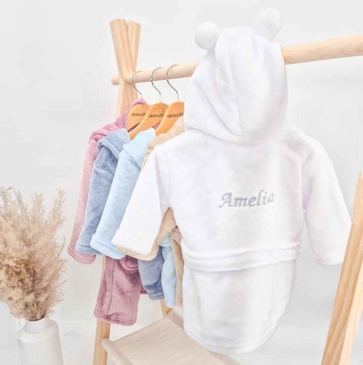 Unisex White Dressing Gown and Comforter Gift Hamper Set