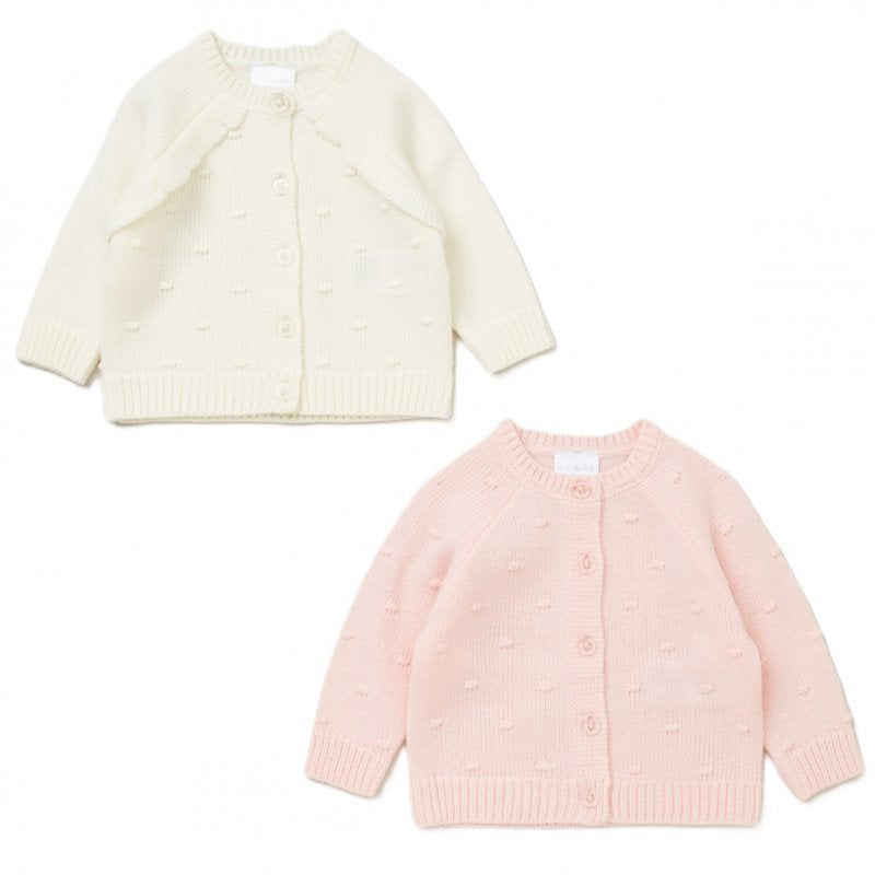 Girls Pink and White Pack of 2 Knitted Cardigan