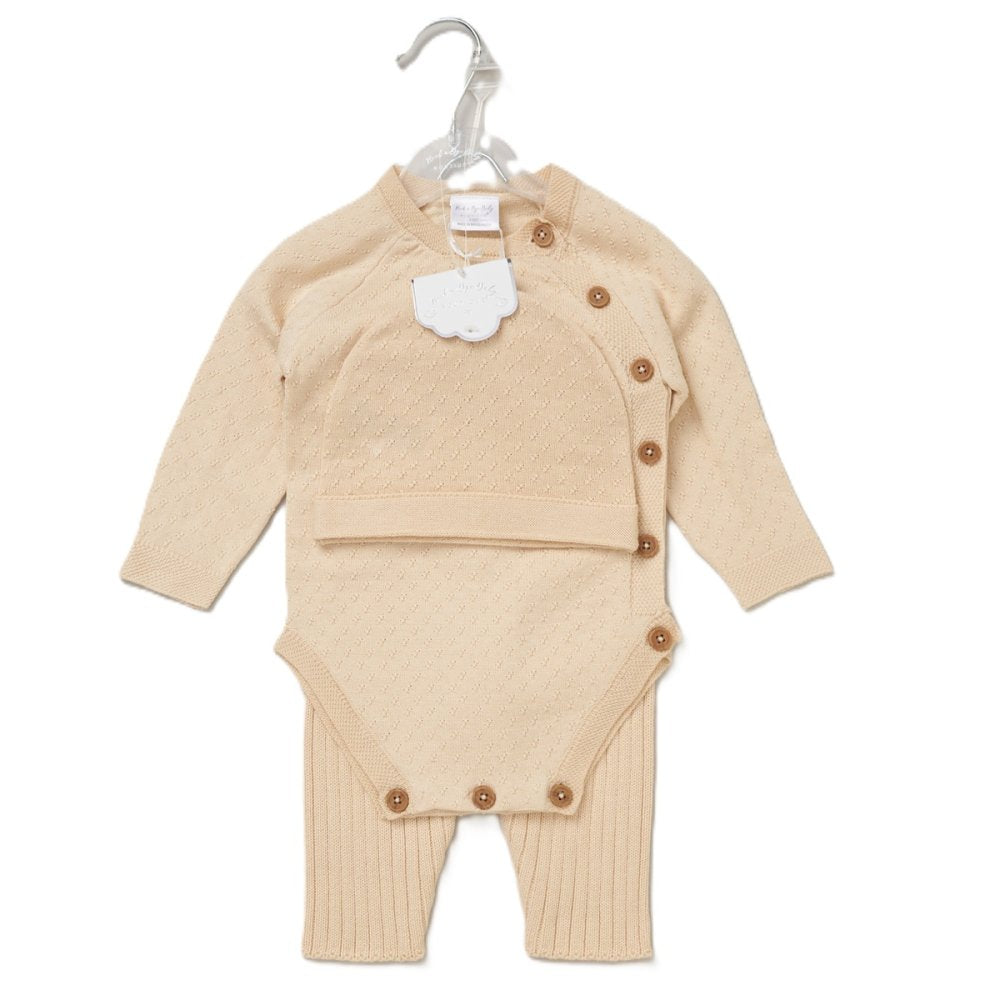 Baby Beige True Knit 3 Piece Outfit
