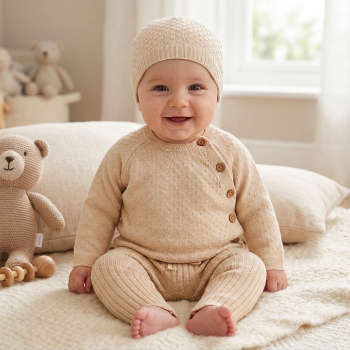 Baby Beige True Knit 3 Piece Outfit