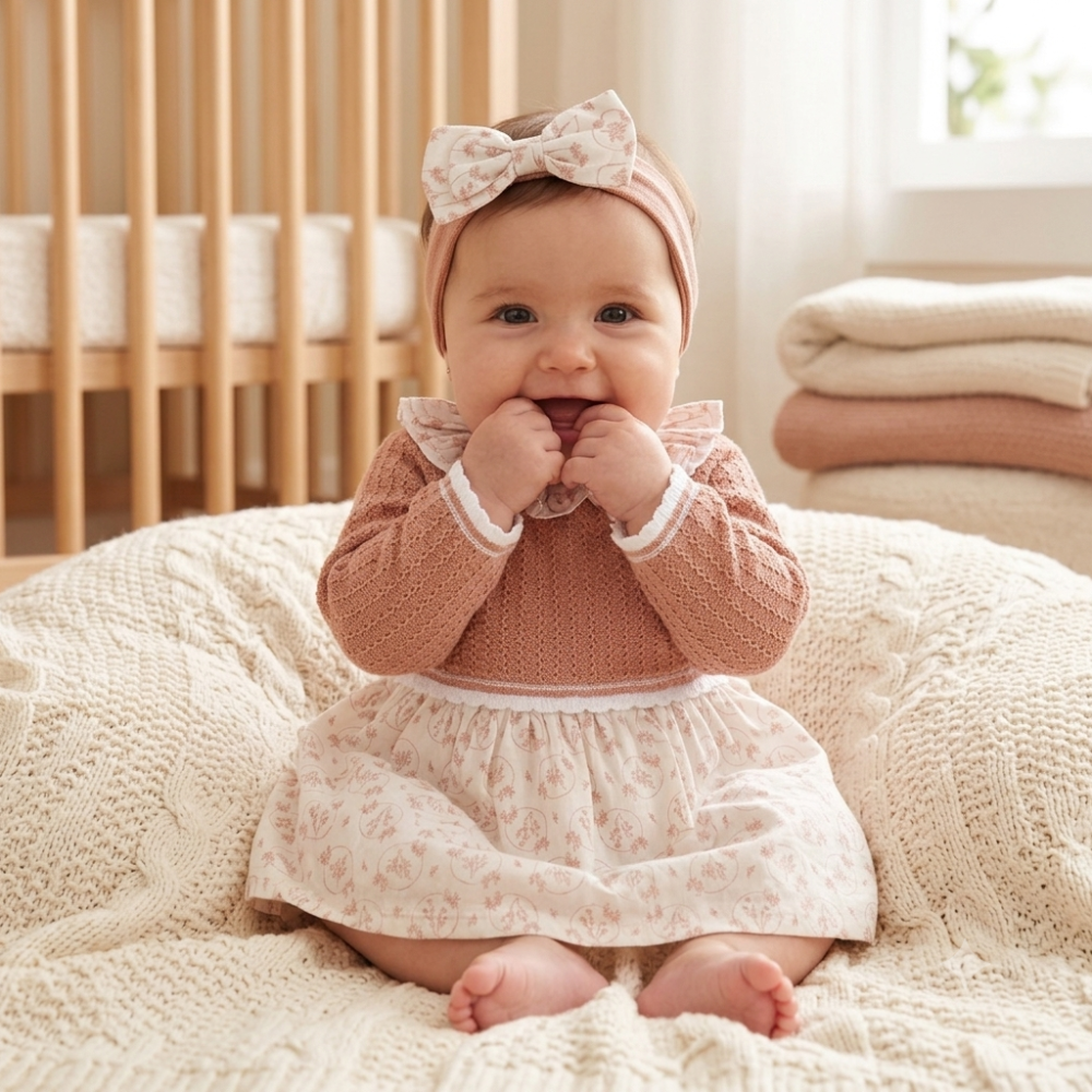 Baby Girls Knitted Dress &amp; Headband Set