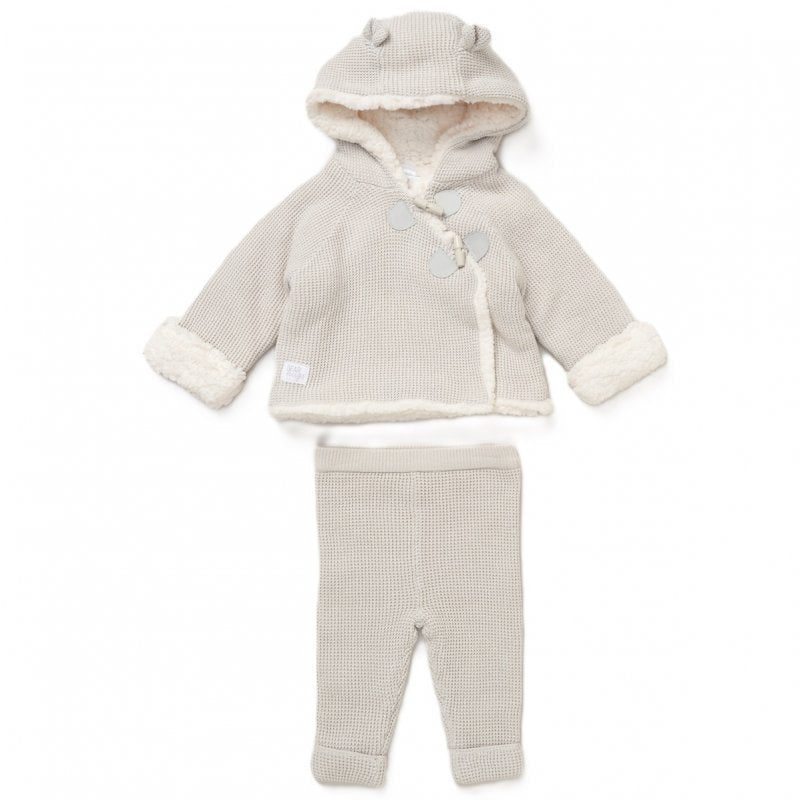 Unisex Knitted Hooded Cardigan With Knitted Trousers