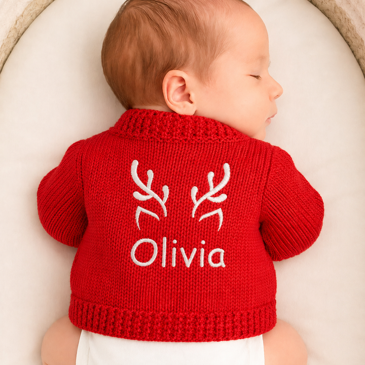Personalised Reindeer Ears Christmas Cardigan