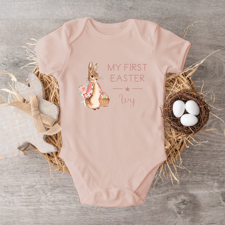 My First Easter Pink Rabbit Pink Babygrow/Vest