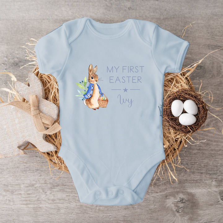 My First Easter Blue Rabbit Blue Babygrow/Vest