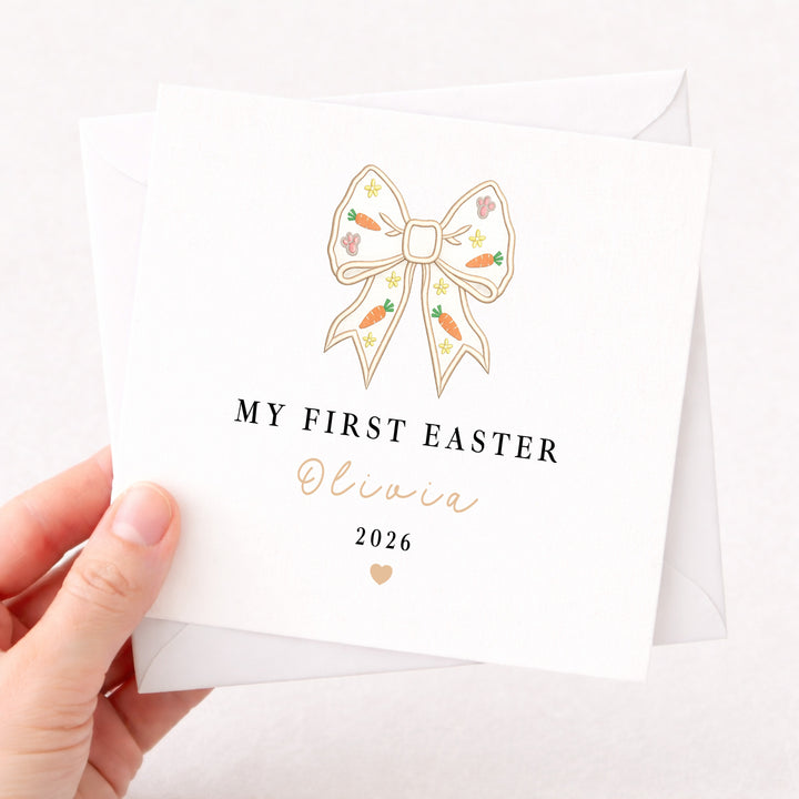 Personalised Bow My First Easter Card