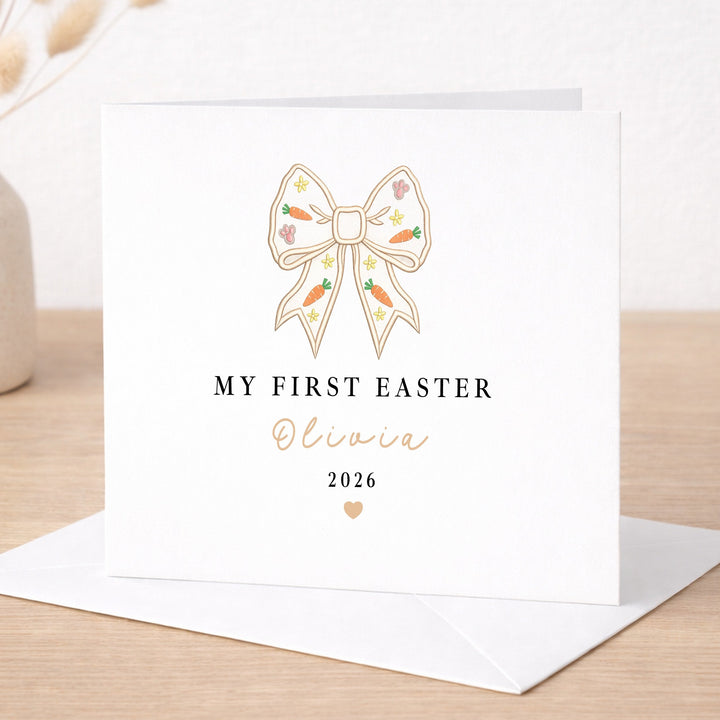 Personalised Bow My First Easter Card