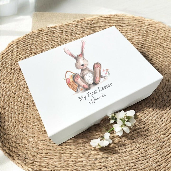 Personalised Grey Pink Bunny Easter Treat Box