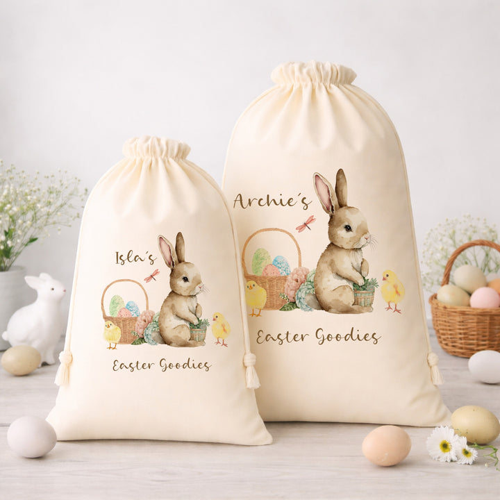 Personalised Brown Bunny Easter Goodies Treat Bag