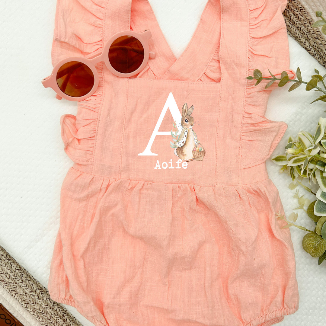 Personalised Easter Initial Ruffle Romper